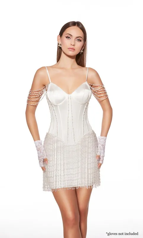 Alyce Paris Dropped Waist Beaded Fringe HoCo Dress 40064 sold by Terry costa