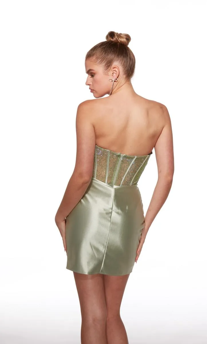 Alyce Paris Satin Beaded Corset Mini HoCo Dress 40054 sold by Terry costa product image thumbnail 2