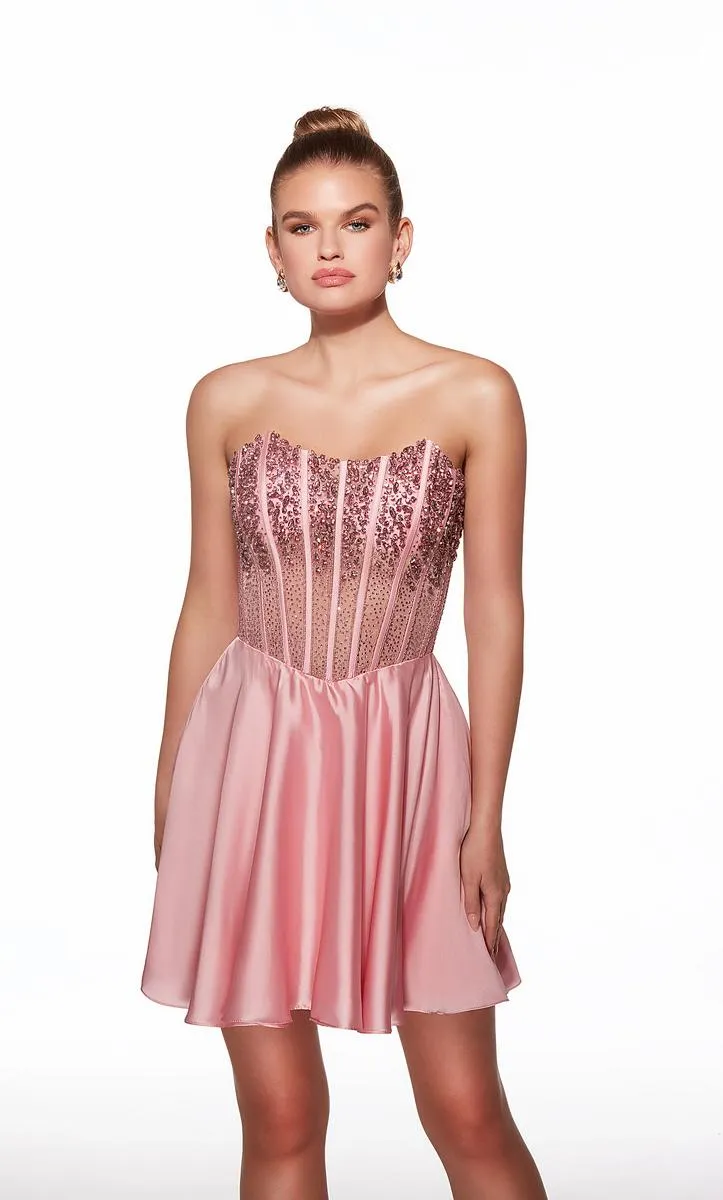 Alyce Paris Sheer Beaded Corset HoCo Dress 40101 sold by Terry costa product image thumbnail 3