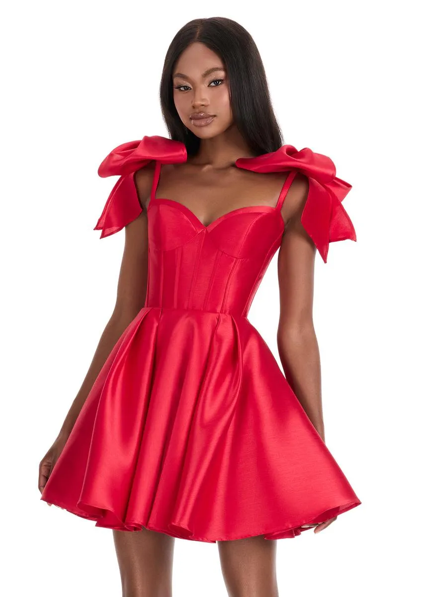 ASHLEYlauren A-Line Satin HoCo Dress 4855 sold by Terry costa