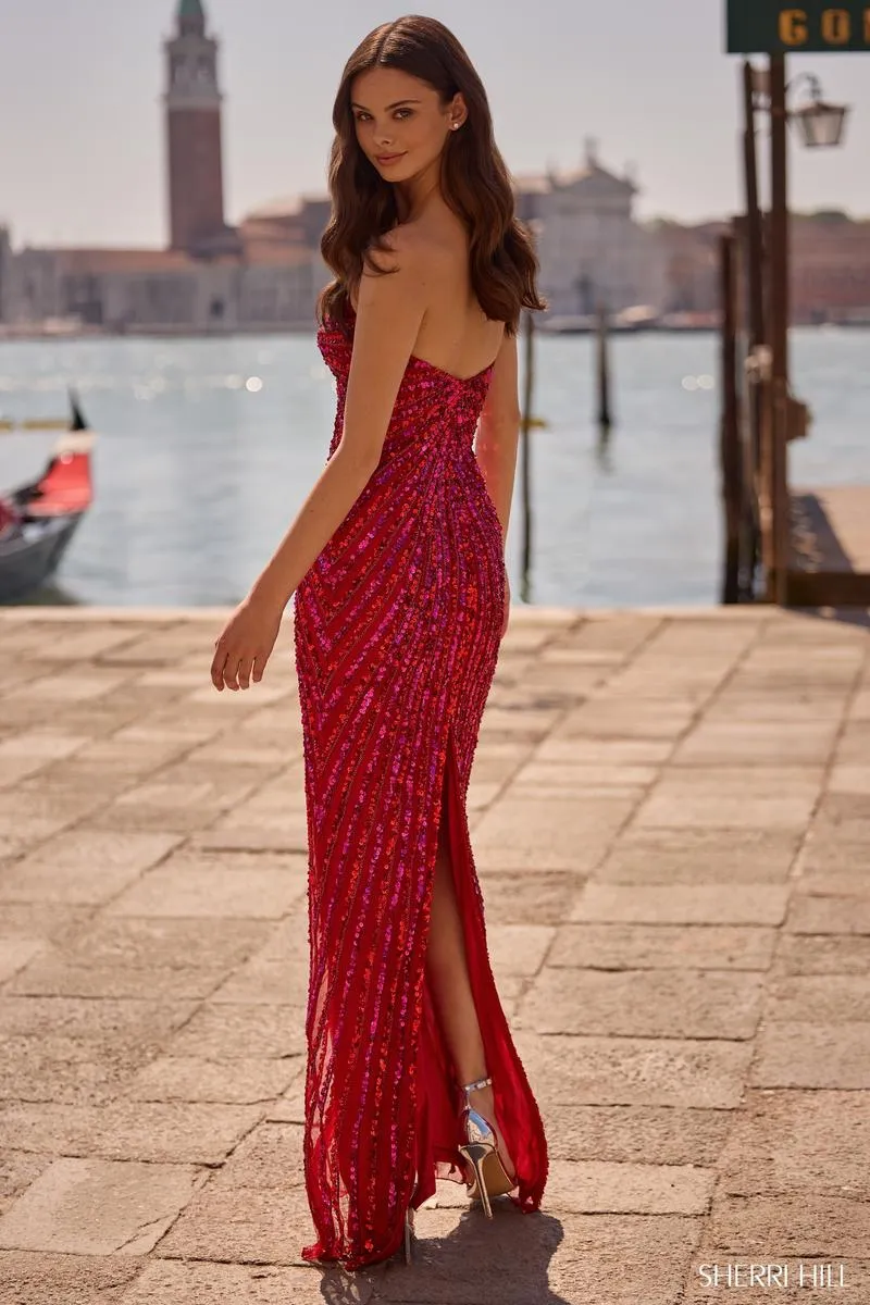 Sherri Hill Strapless Keyhole Sequin Prom Dress 57386 sold by Terry costa product image thumbnail 2