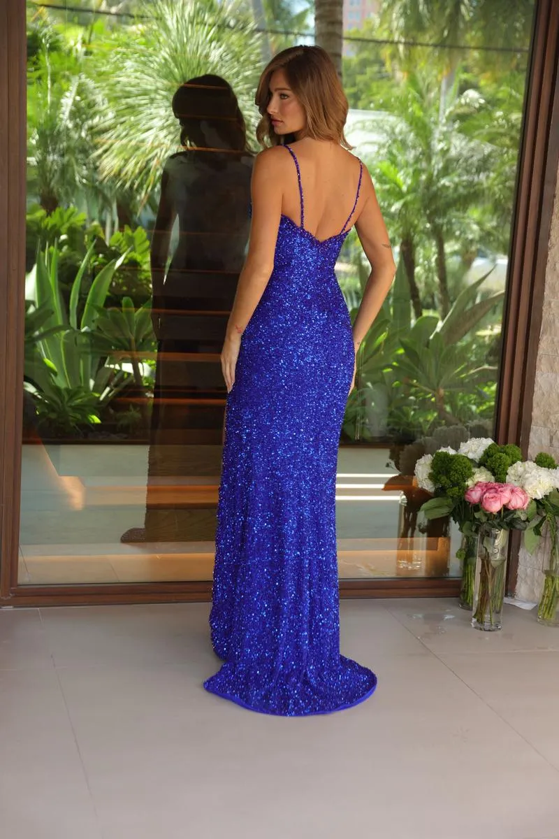 Ava Presley Fitted Sequin Thin Strap Prom Dress 47147 sold by Terry costa product image thumbnail 2