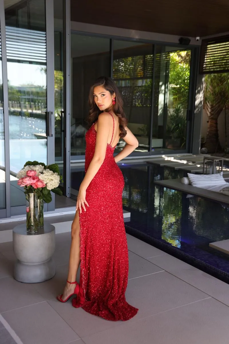 Ava Presley Fitted Sequin Thin Strap Prom Dress 47147 sold by Terry costa product image thumbnail 4