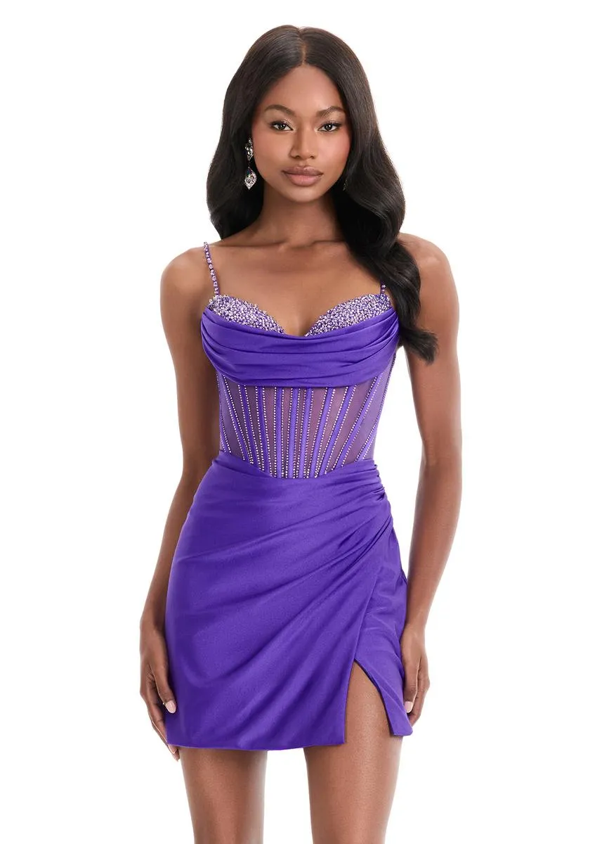 ASHLEYlauren Fitted Sheer Corset Homecoming Dress 4864 sold by Terry costa product image thumbnail 5