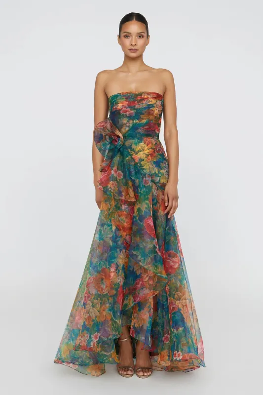 Theia "Leora" Rosette Ruffle Gown 88114353 sold by Terry costa