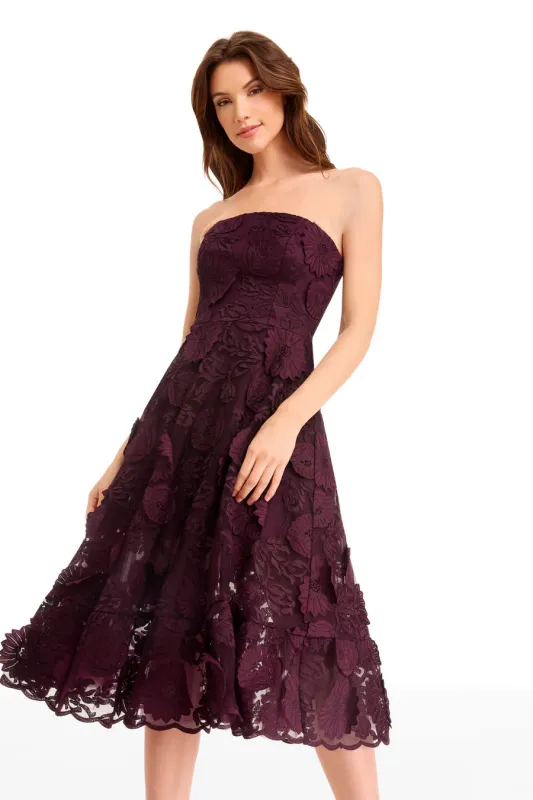 Dress the Population "Kailyn" Strapless Lace Midi Dress DDR366 sold by Terry costa