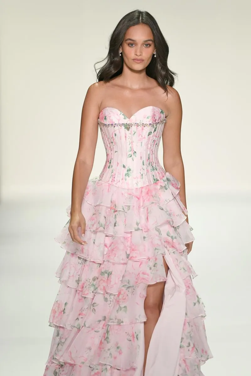 Sherri Hill Drop Waist Corset Floral Prom Dress 57996 sold by Terry costa product image thumbnail 2