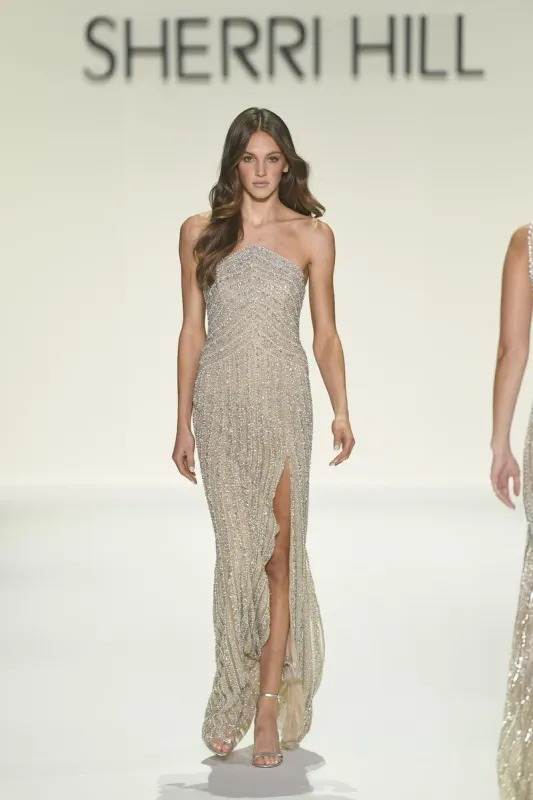 Sherri Hill Strapless Beaded Long Prom Dress 67125 sold by Terry costa