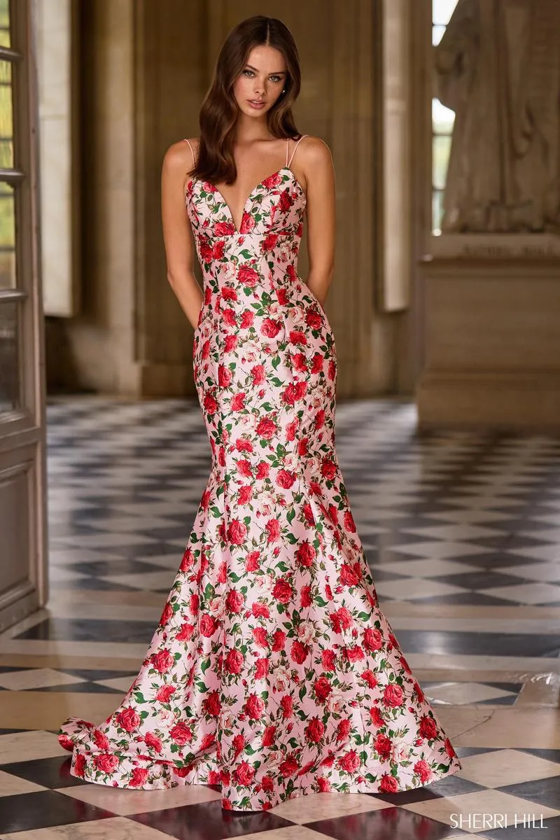 Sherri Hill Fit and Flare Floral Print Prom Dress 57720 sold by Terry costa product image thumbnail 2