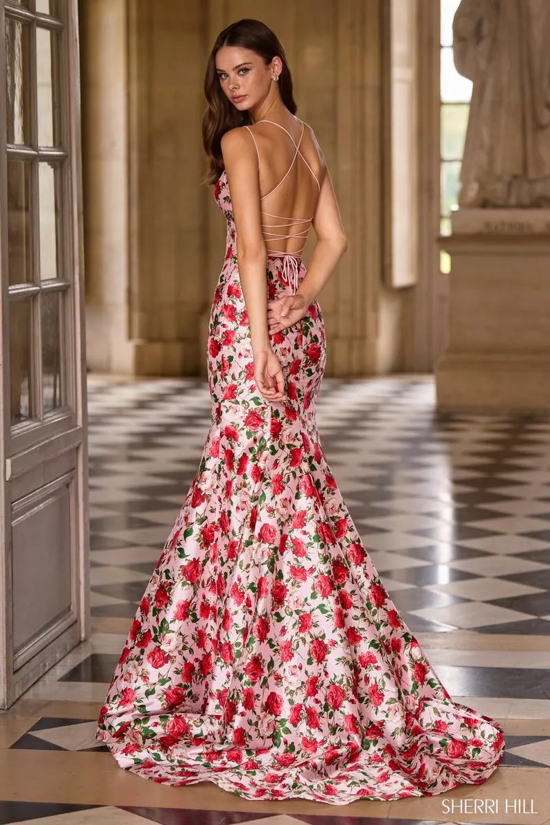 Sherri Hill Fit and Flare Floral Print Prom Dress 57720 sold by Terry costa product image thumbnail 3