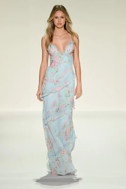 Sherri Hill Fitted Floral Ruffle Prom Dress 57992 sold by Terry costa