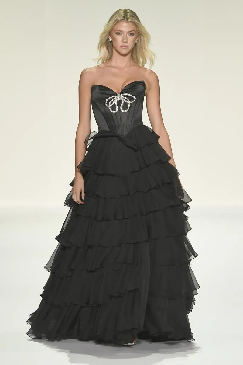 Sherri Hill Corset Ruffle Prom Dress 57936 sold by Terry costa