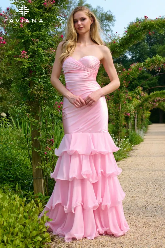 Faviana Ruffle Ruched Mermaid Prom Dress 11419 sold by Terry costa