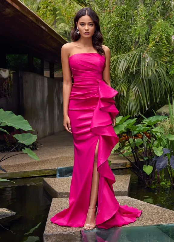 ASHLEYlauren Strapless Side Ruffle Prom Dress 11751 - B made by ASHLEYlauren