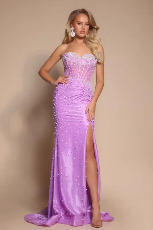Portia and Scarlett Pearl Illusion Prom Dress PS26002 sold by Terry costa