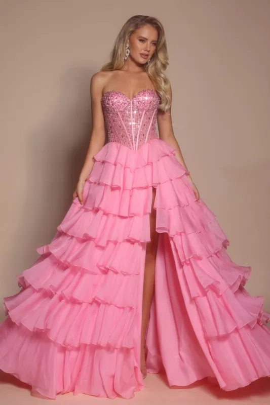 Portia and Scarlett Strapless Corset A-line Prom Dress PS26037 made by Terry costa
