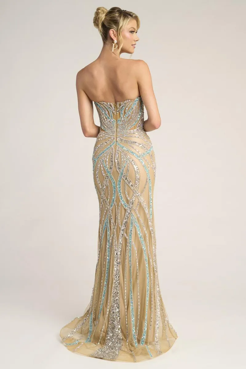Portia and Scarlett Embellished Strapless Prom Dress PS2642C sold by Terry costa product image thumbnail 5