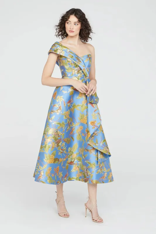Theia "Dalia" Tea Length Floral Dress 88113110 sold by Terry costa
