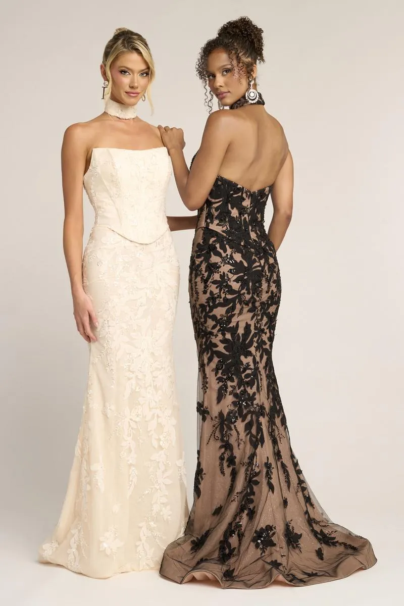 Portia & Scarlett Fitted Lace Prom Dress PS26005 sold by Terry costa product image thumbnail 4