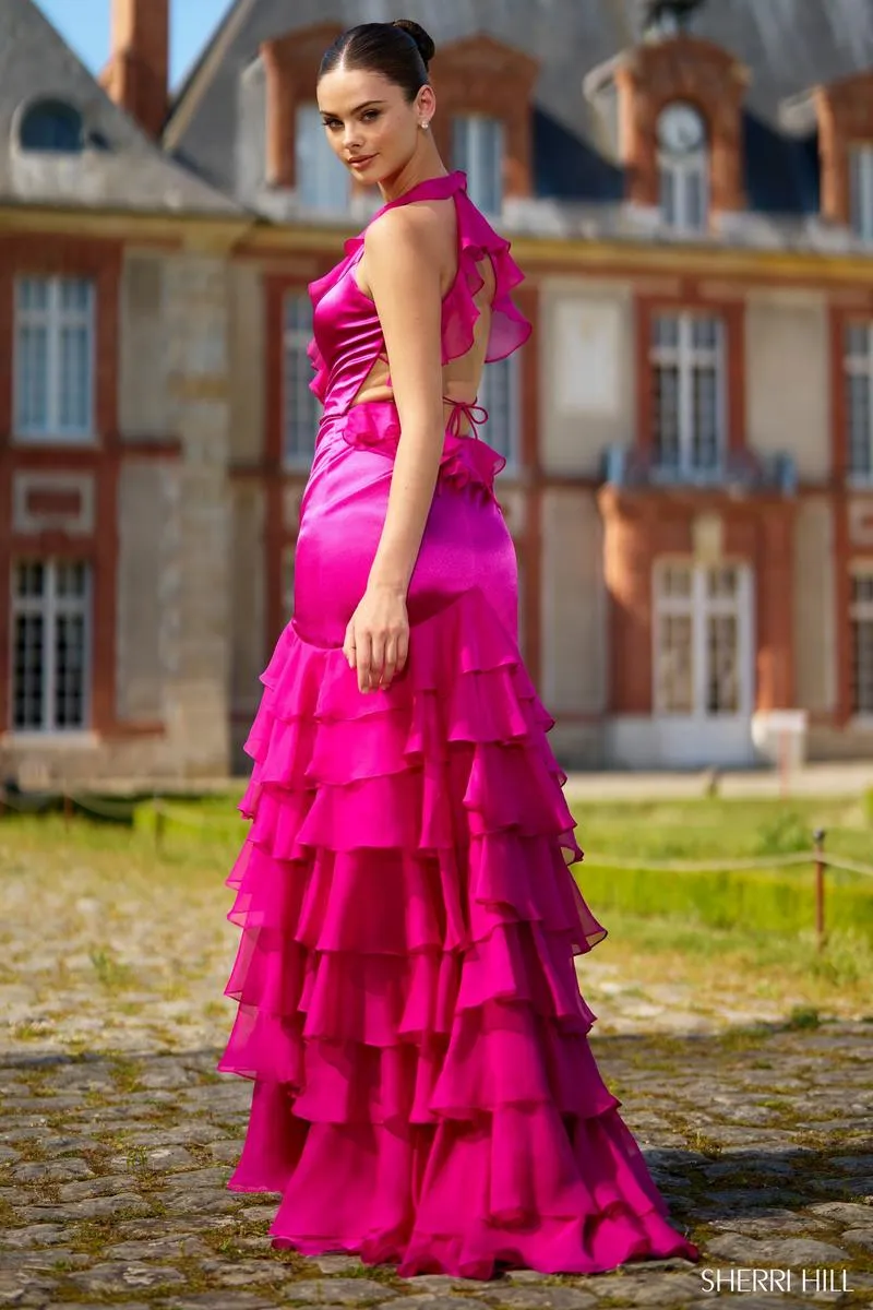 Sherri Hill Ruffle Halter Long Prom Dress 56974 sold by Terry costa product image thumbnail 2