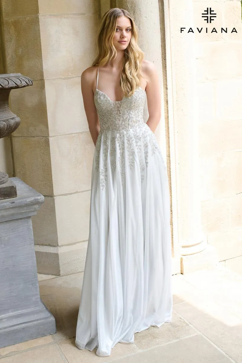 Faviana A-Line Plunging Prom Dress 11449 sold by Terry costa product image thumbnail 3