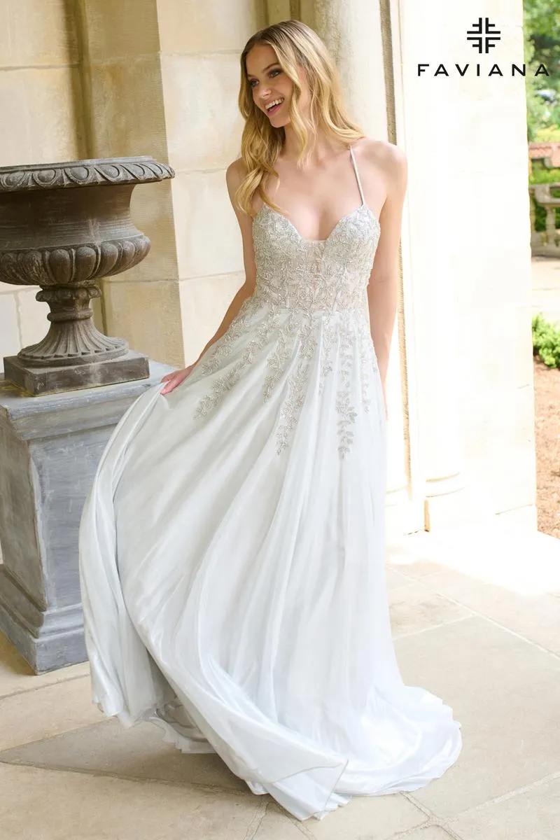 Faviana A-Line Plunging Prom Dress 11449 sold by Terry costa