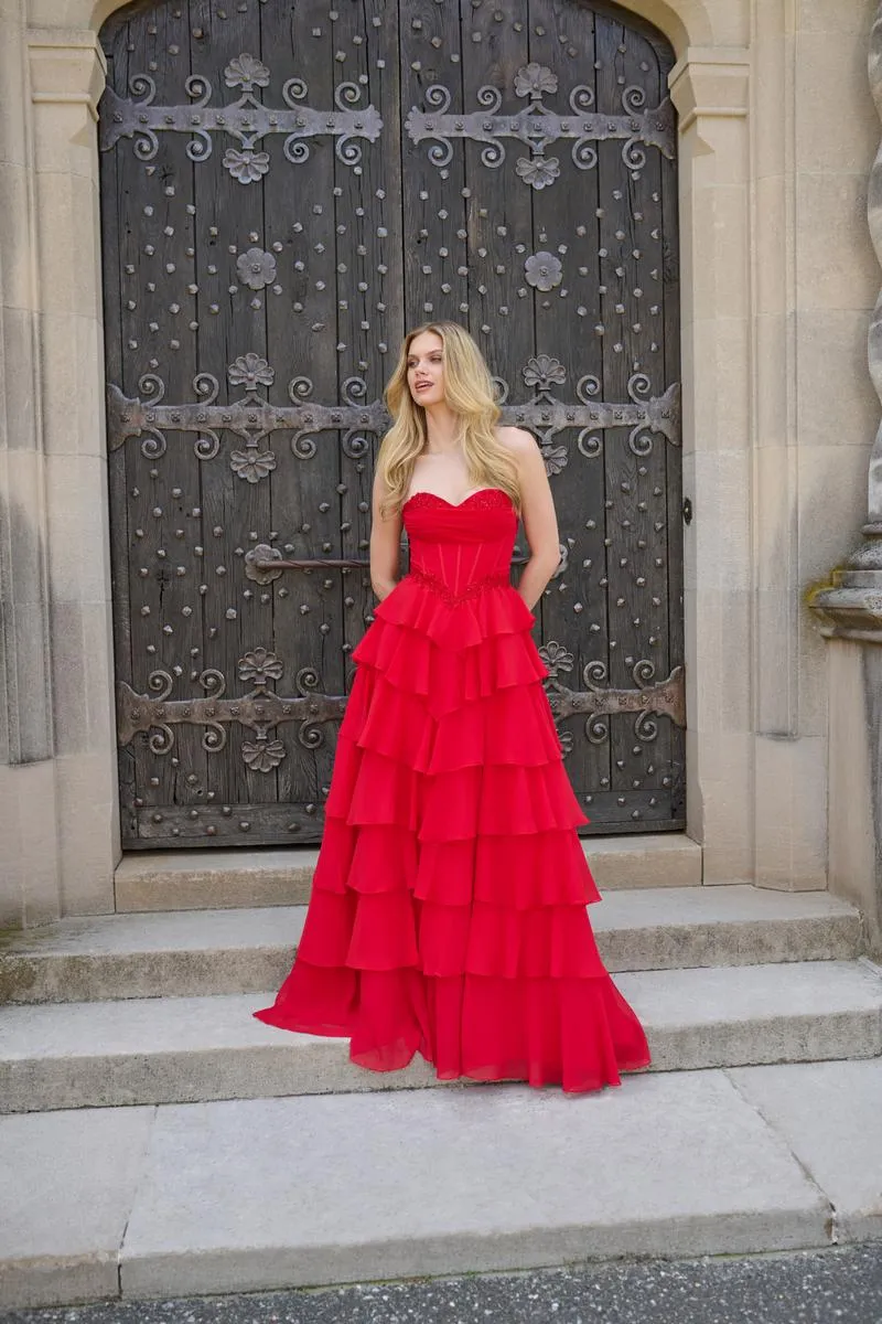 Faviana Basque Waist Ruffle Prom Dress 11460 sold by Terry costa product image thumbnail 3