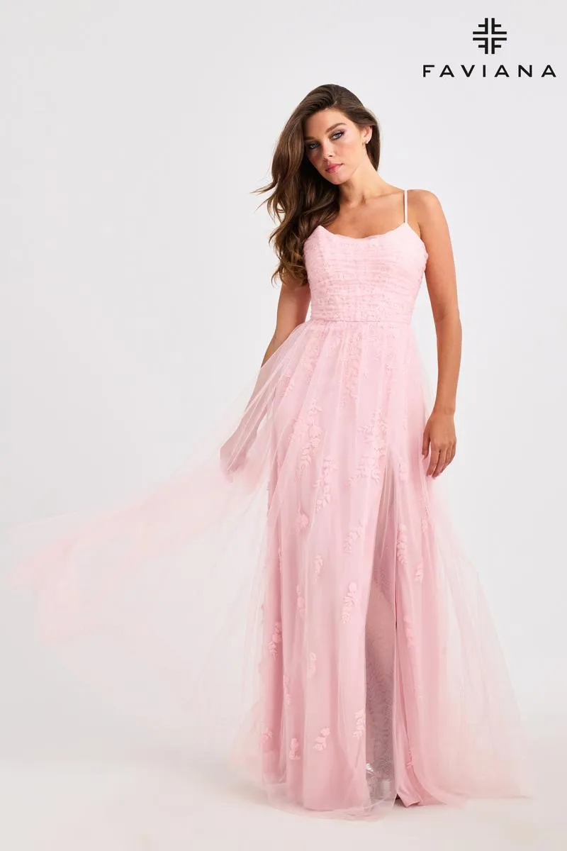 Faviana Delicate A-Line Lace Prom Dress 11471 sold by Terry costa product image thumbnail 5