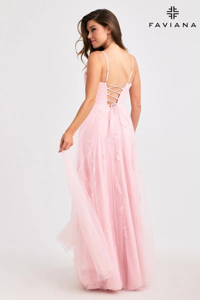 Faviana Delicate A-Line Lace Prom Dress 11471 sold by Terry costa product image thumbnail 2