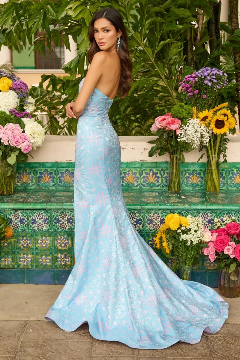 Ava Presley Fitted Jacquard Prom Dress 42320 sold by Terry costa product image thumbnail 5