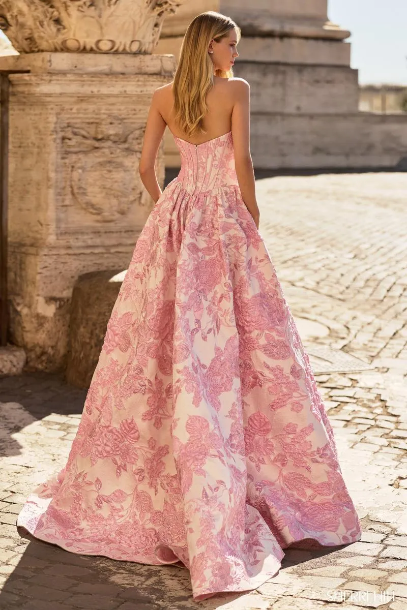 Sherri Hill Strapless Corset Brocade Prom Dress 57912 sold by Terry costa product image thumbnail 2