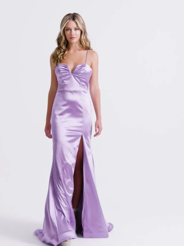 Faviana High Slit Satin Prom Dress 11025 sold by Terry costa