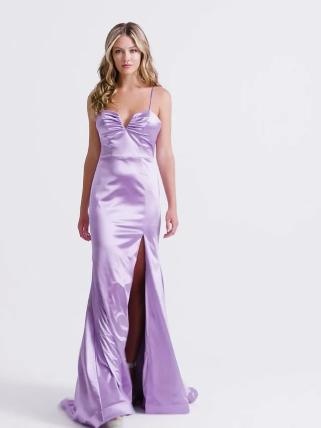 Faviana High Slit Satin Prom Dress 11025 sold by Terry costa