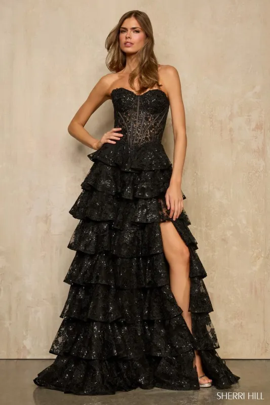 Sherri Hill Illusion Lace Corset Prom Dress 57894 sold by Terry costa