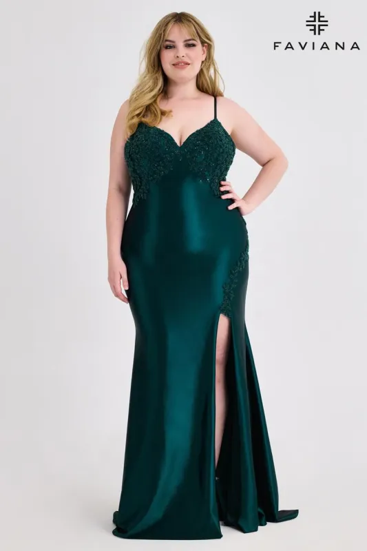 Faviana Satin Lace Plus Size Prom Dress 9597 sold by Terry costa