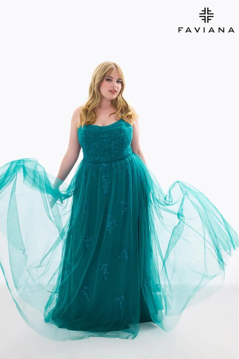 Faviana A-Line Plus Size Prom Dress 9598 sold by Terry costa product image thumbnail 2