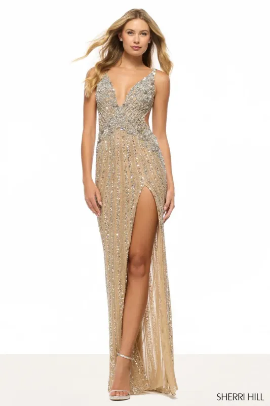 Sherri Hill Beaded Open Back Evening Dress 67156 sold by Terry costa