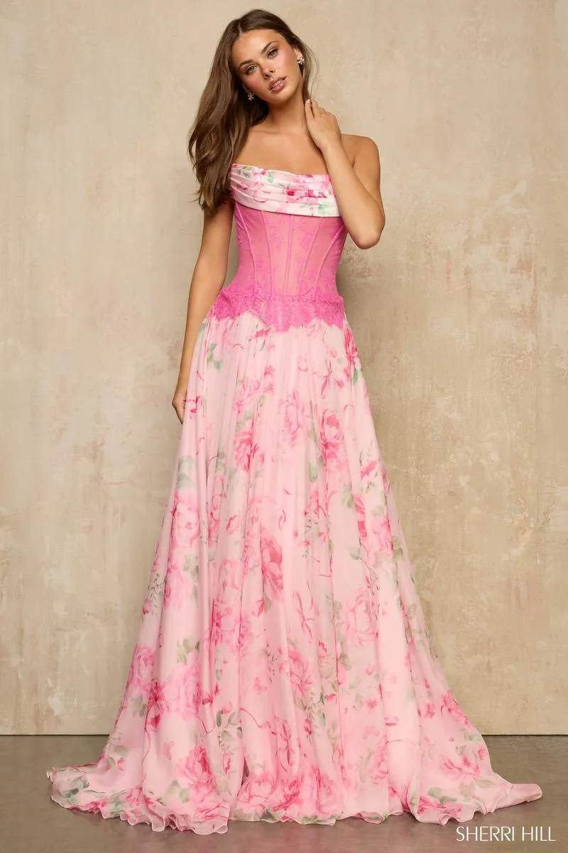 Sherri Hill Lace Corset Print Prom Dress 57941 sold by Terry costa