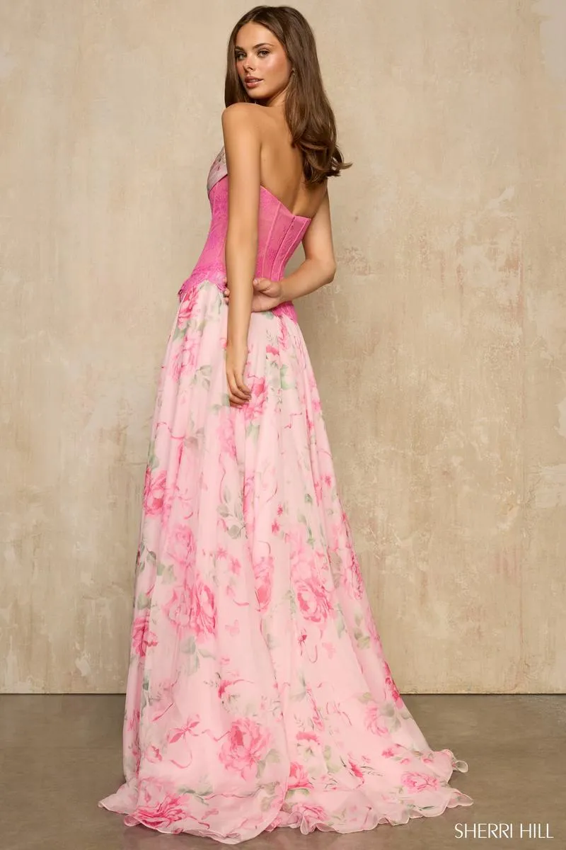 Sherri Hill Lace Corset Print Prom Dress 57941 sold by Terry costa product image thumbnail 2