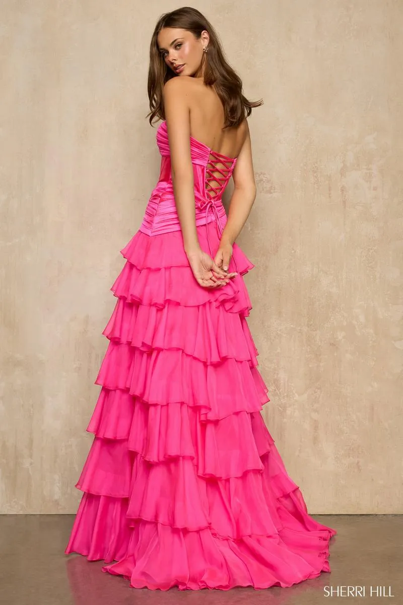 Sherri Hill Satin Corset Chiffon Prom Dress 57873 sold by Terry costa product image thumbnail 2