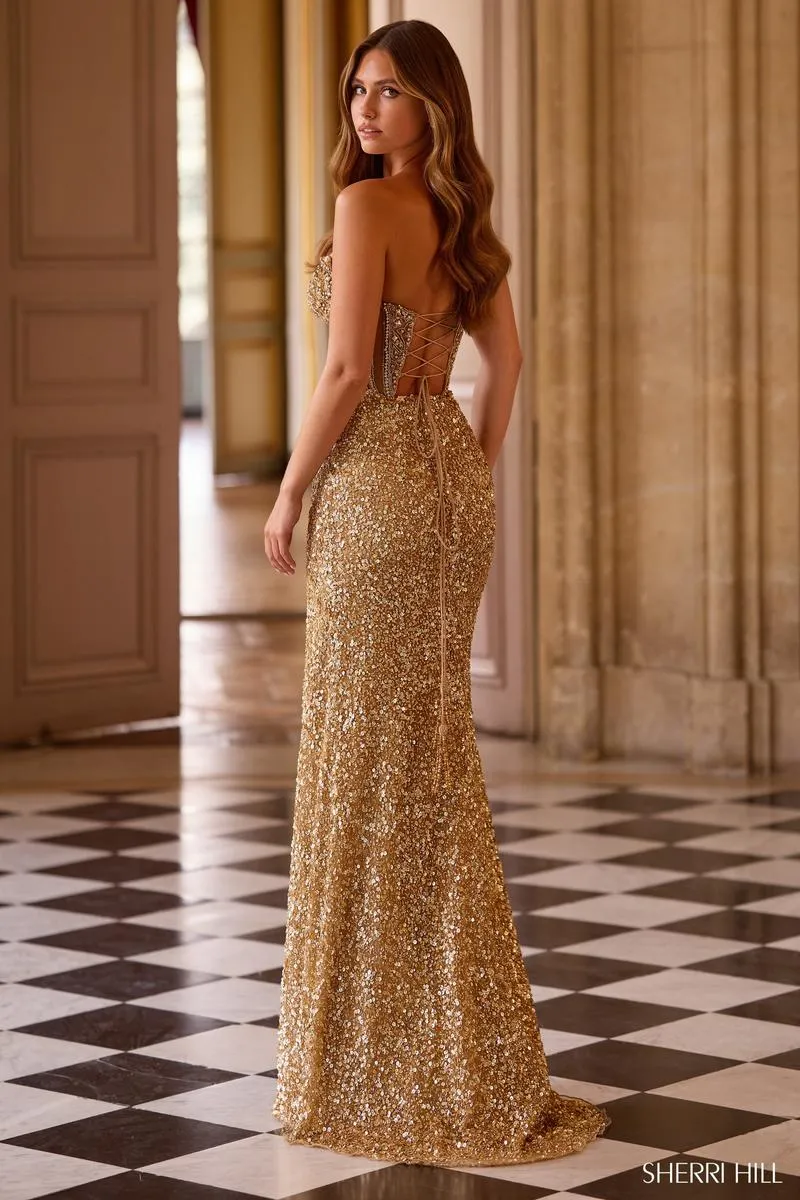 Sherri Hill Beaded Lace-up Back Prom Dress 57669 sold by Terry costa product image thumbnail 2