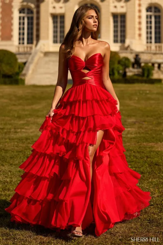Sherri Hill Keyhole Ruffle Prom Dress 57705 sold by Terry costa