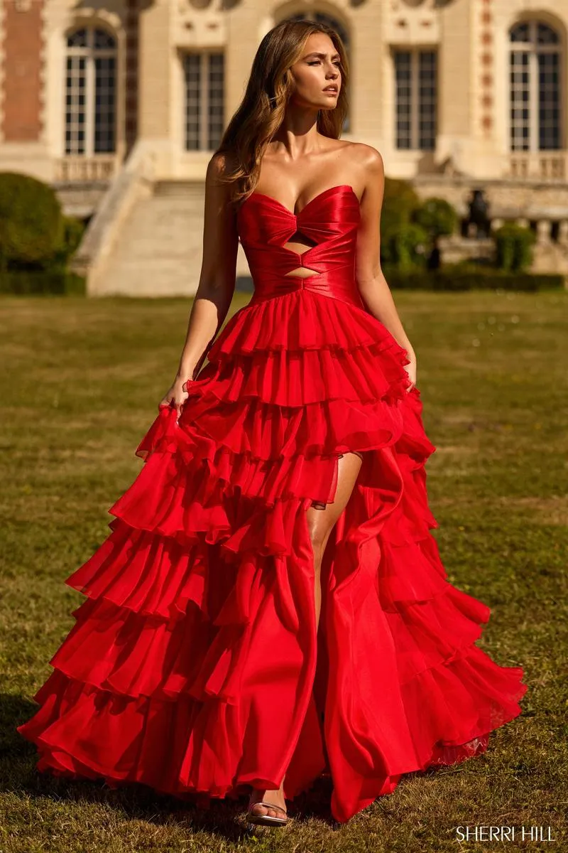 Sherri Hill Keyhole Ruffle Prom Dress 57705 sold by Terry costa