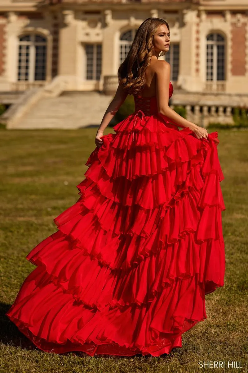 Sherri Hill Keyhole Ruffle Prom Dress 57705 sold by Terry costa product image thumbnail 2