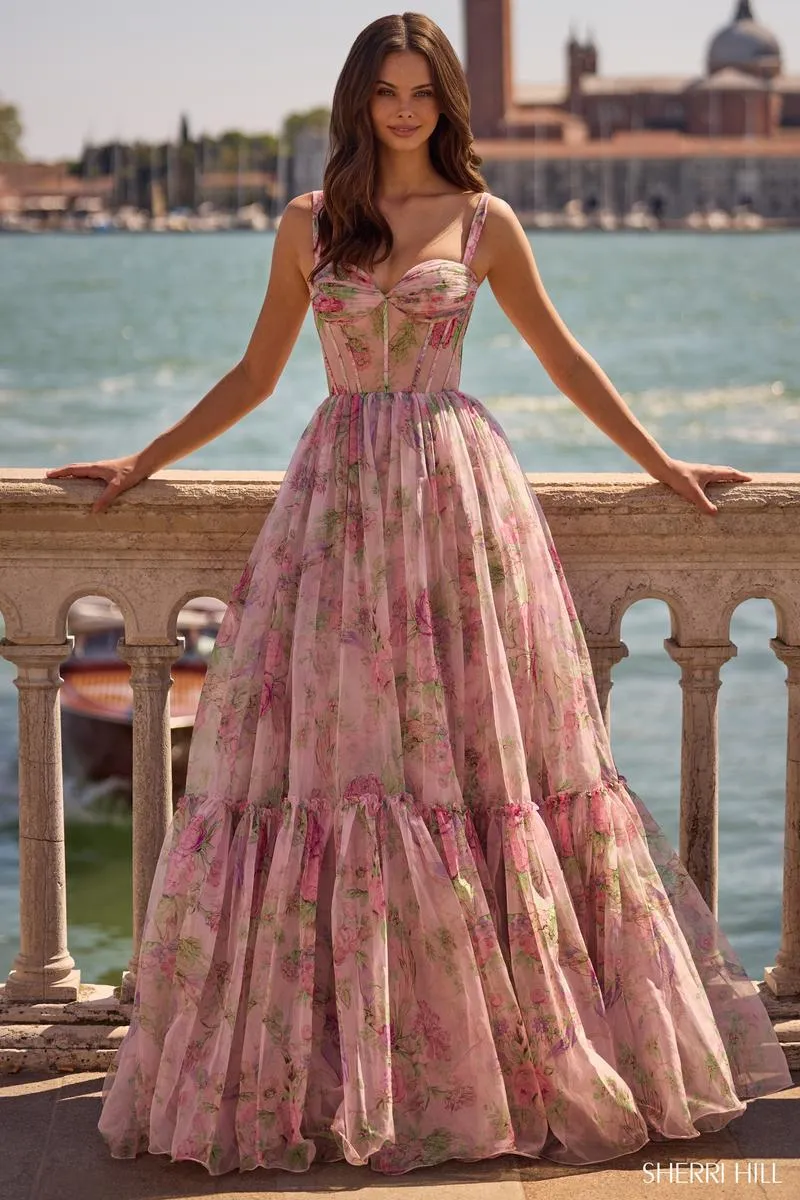 Sherri Hill Illusion Floral Print Prom Dress 57628 sold by Terry costa