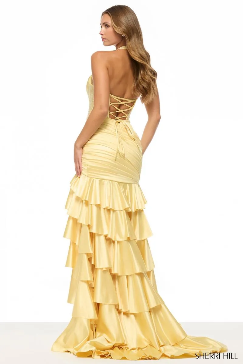 Sherri Hill Halter Ruffle Prom Dress 57702 sold by Terry costa product image thumbnail 2