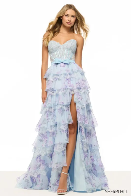 Sherri Hill Floral Ruffle Lace Prom Dress 57908 sold by Terry costa