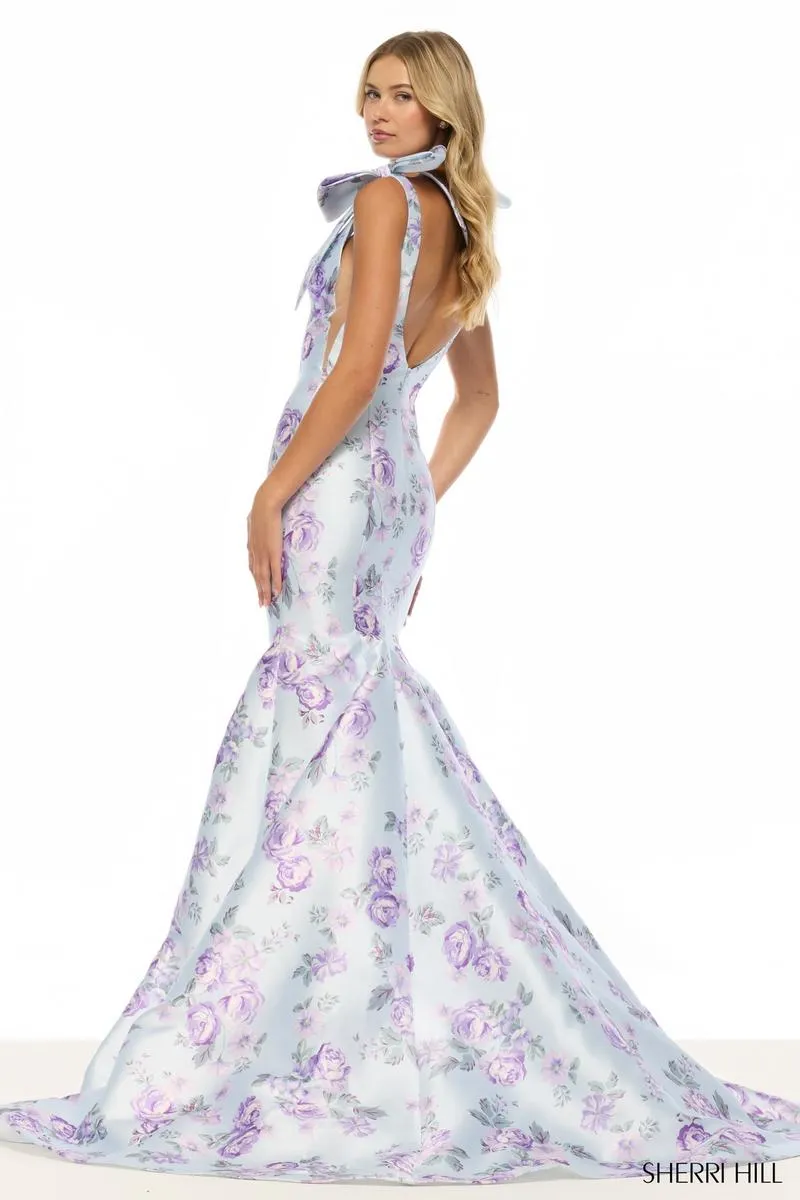 Sherri Hill Cap Sleeve Floral Print Dress 57854 sold by Terry costa product image thumbnail 2