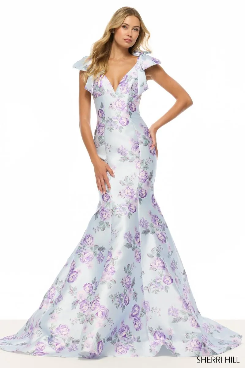 Sherri Hill Cap Sleeve Floral Print Dress 57854 sold by Terry costa