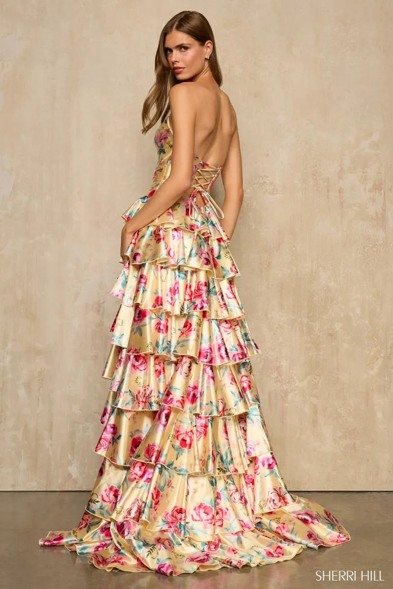 Sherri Hill Strapless Floral Print Prom Dress 57878 sold by Terry costa product image thumbnail 2